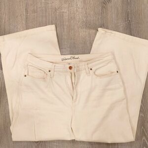 Ecru Wide Leg Jeans
